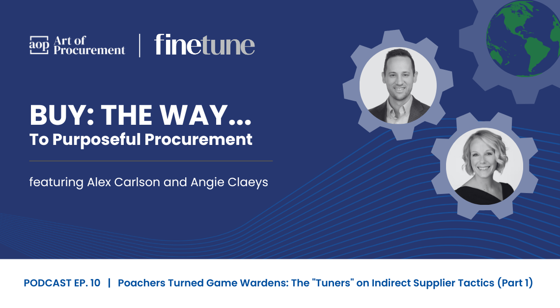 Portraits of Alex Carlson and Angie Claeys inside gear icons against a blue background with a globe in the top right corner.