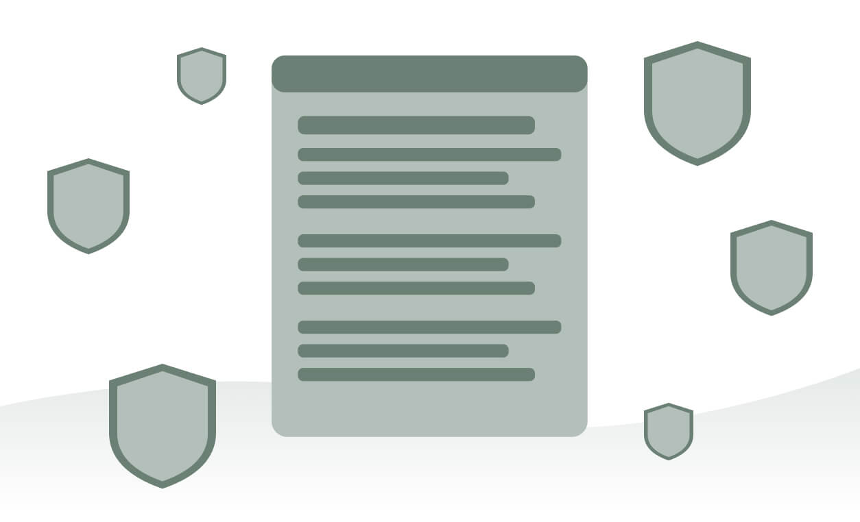 A document surrounded by shield icons representing security, emphasizing the importance of changing company’s security