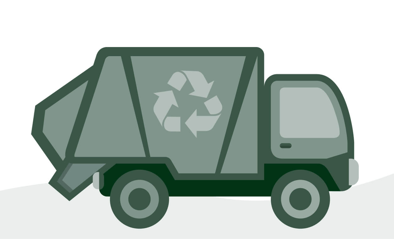 A recycling truck with a recycling symbol on its side, emphasizing waste industry and waste management.