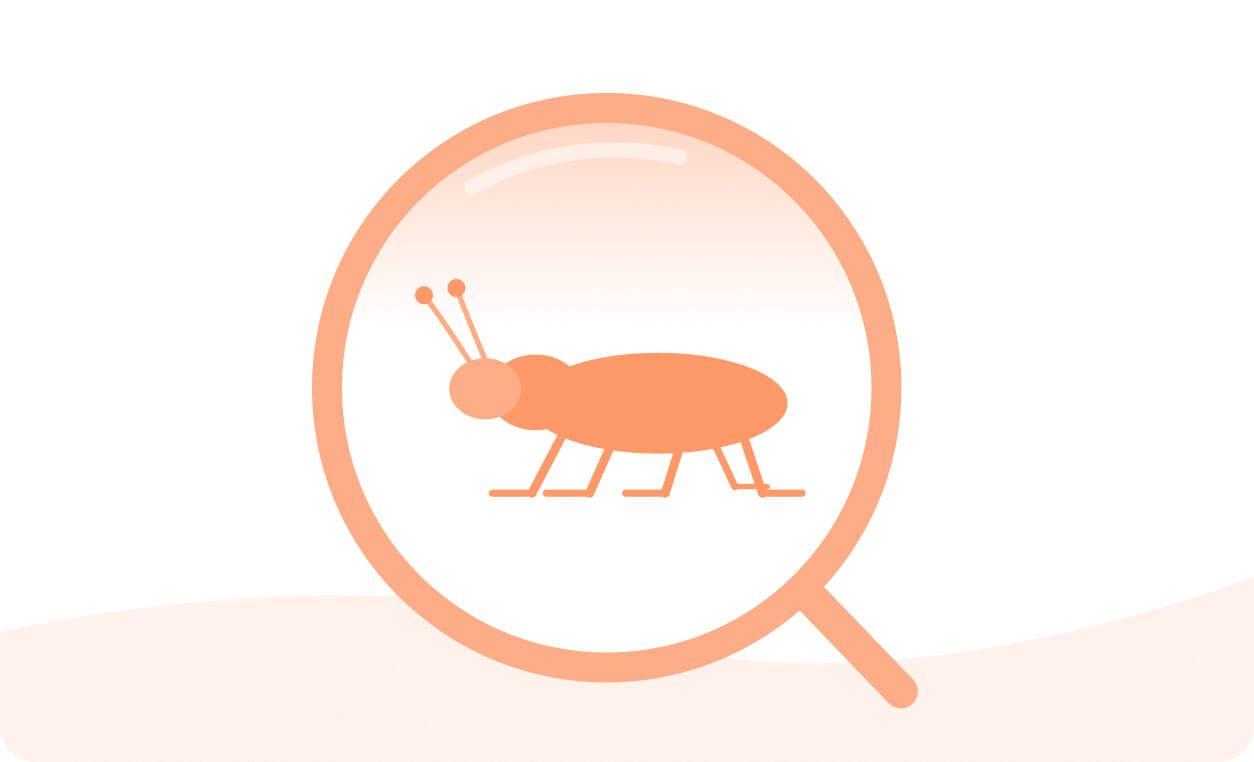 A magnifying glass highlighting a pest insect, emphasizing insights to optimize pest control spending.