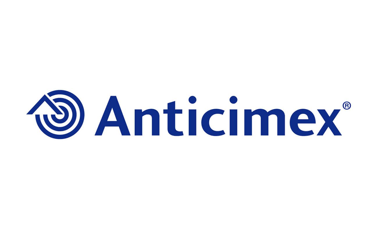 The image displays the Anticimex logo with a stylized house and target symbol in blue next to the word "Anticimex."