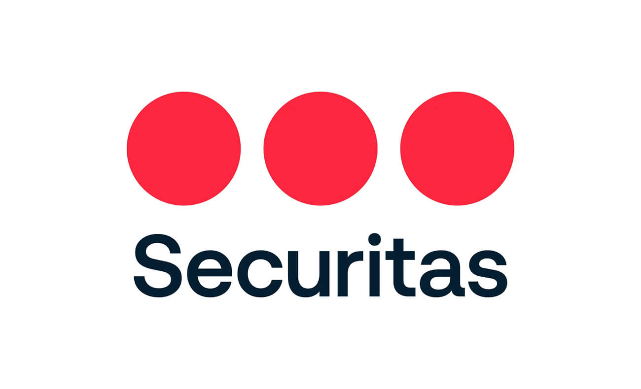 Securitas logo featuring three red circles above the company name in bold black text.