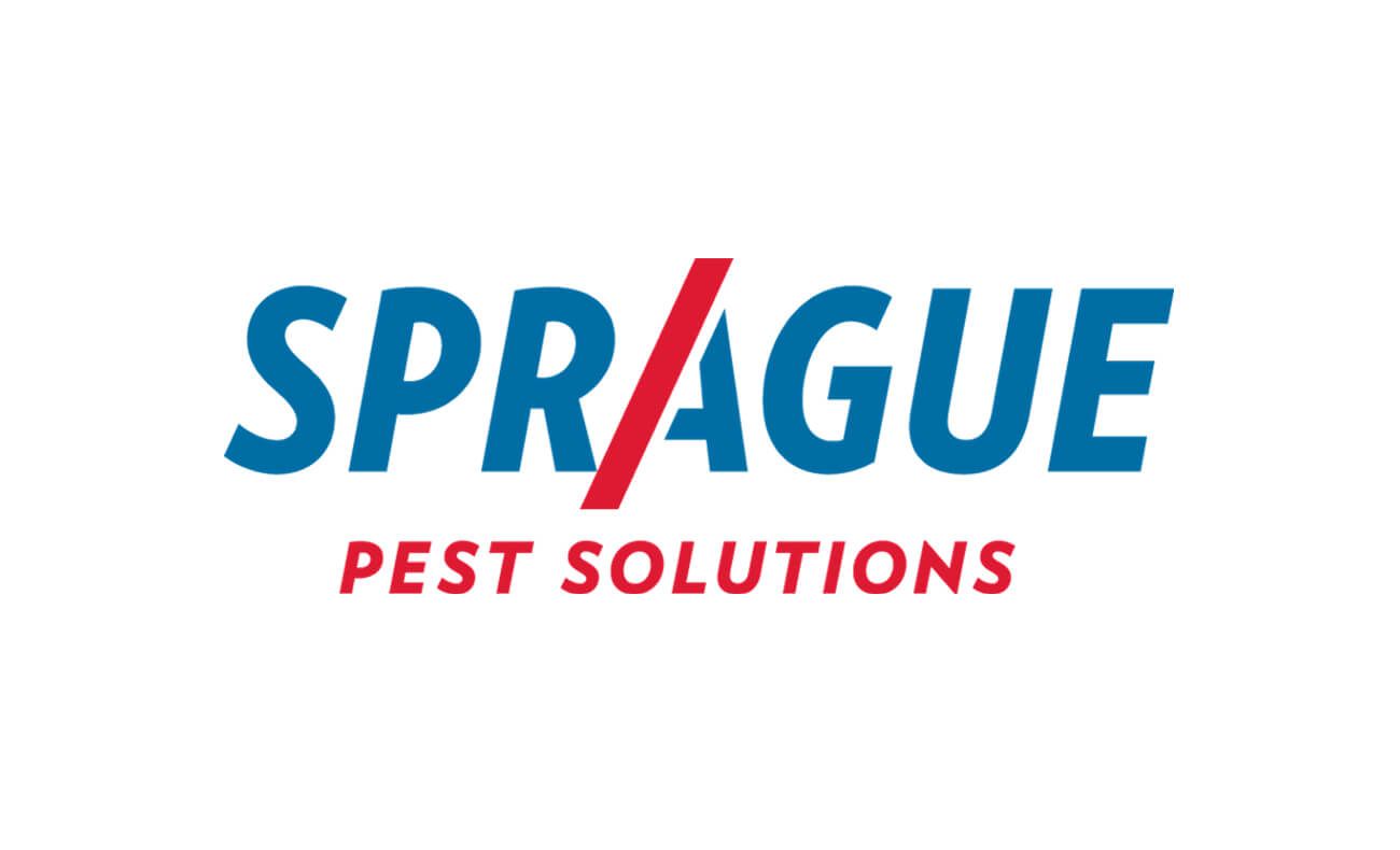 The logo for Sprague Pest Solutions features the company name in blue and red text on a white background.