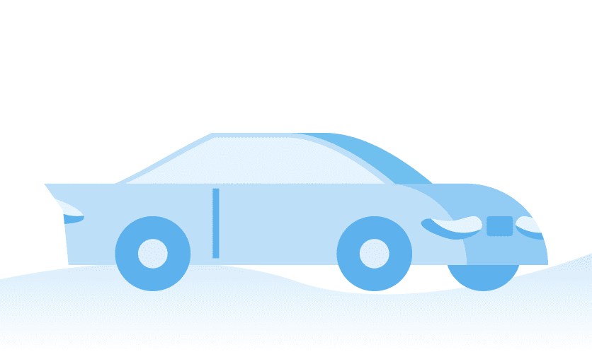A light blue sports car parked on a snowy surface with a sleek design and aerodynamic shape.