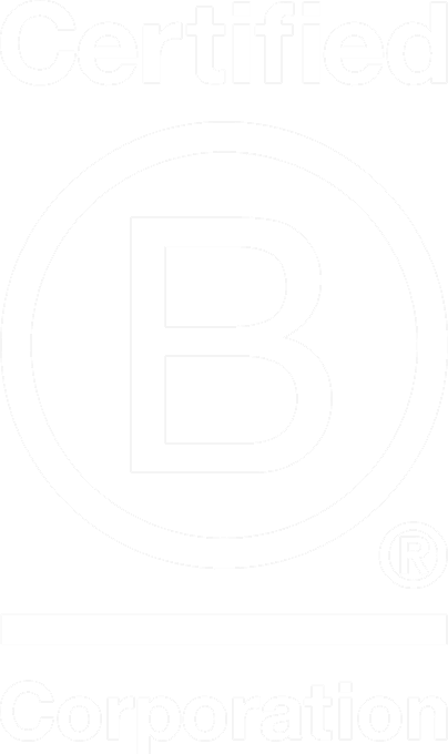 A certification badge with a large "B" inside a circle, topped by "Certified" and bottomed by "Corporation" on a green