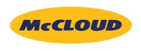 A yellow oval background with bold, black "McCLOUD" text in the center.