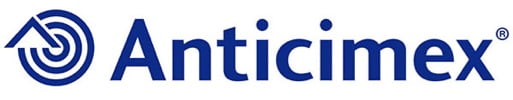 The Anticimex logo features a blue circular maze-like symbol next to the bold blue text "Anticimex."