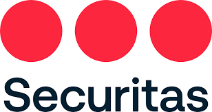 Three red circles above the word "Securitas" in bold black letters.