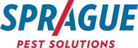 Sprague Pest Solutions logo with blue and red text on a white background.